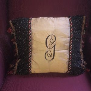 Custom monogrammed “G” throw pillow